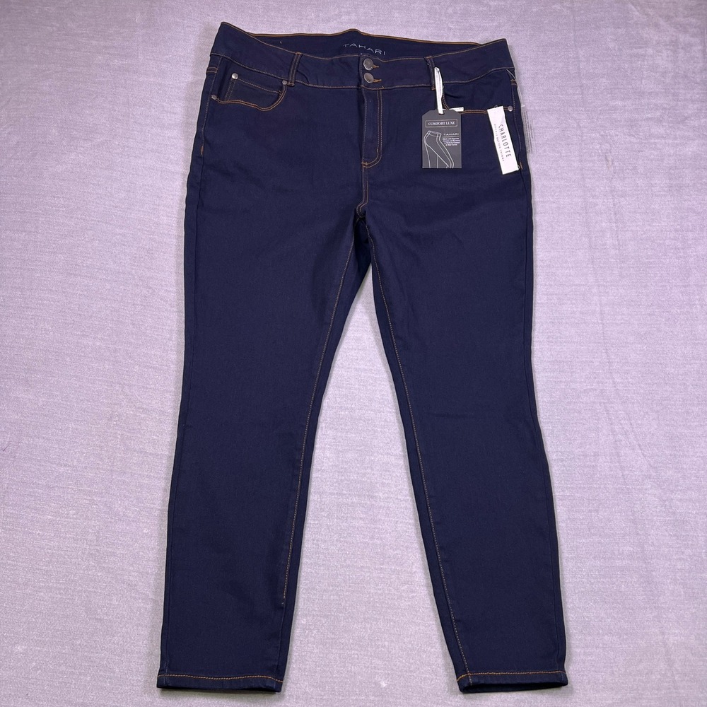 Tahari Charlotte Comfort Luxe Skinny Jeans Night Sky Wash Blue Womens 22W New
